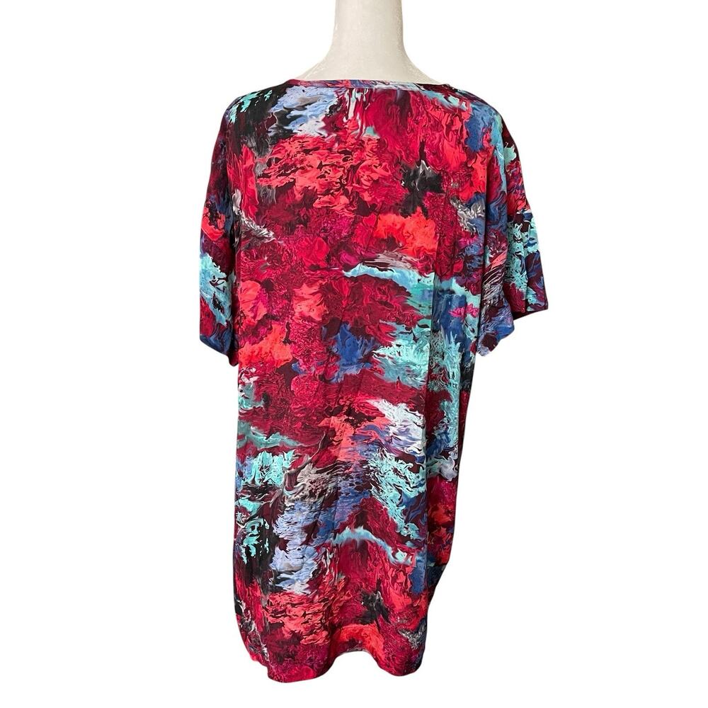 The Kit Womens Small Tunic Mini Dress Short Sleeve Boxy Watercolor Print Pockets - Picture 10 of 10